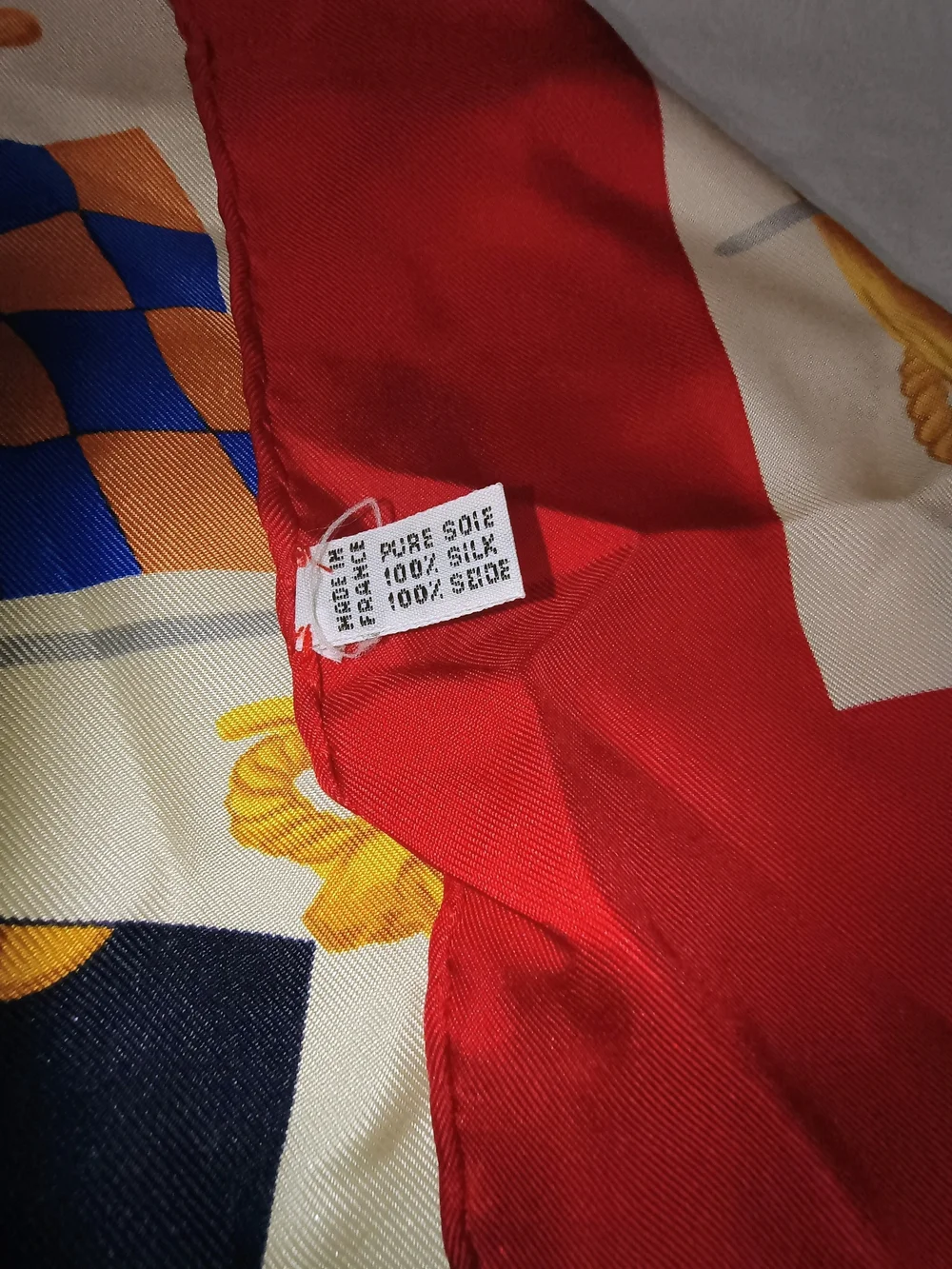 Celine Red, Navy, White & Gold Nautical Silk Scarf